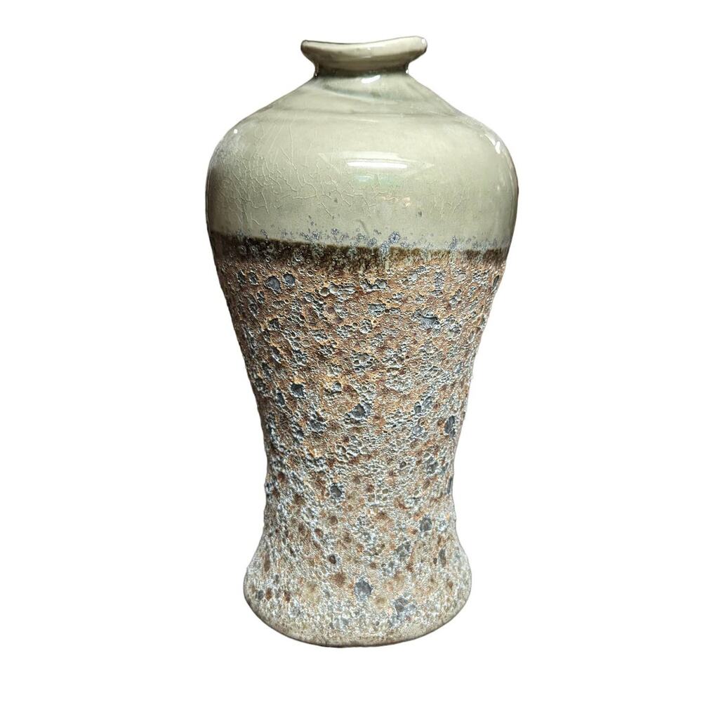 Sagebrook Home Decorative Ceramic Vase Green Mixture Textured Piece Crazing NEW
